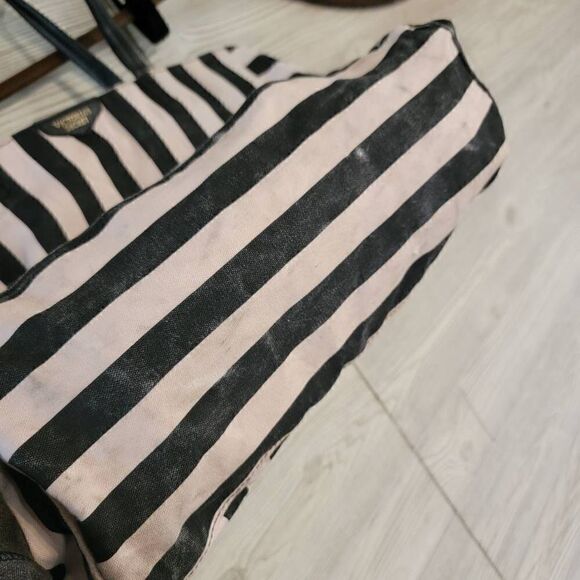 Victoria's Secret Baby Pink and Black Striped Tote - Picture 5 of 7